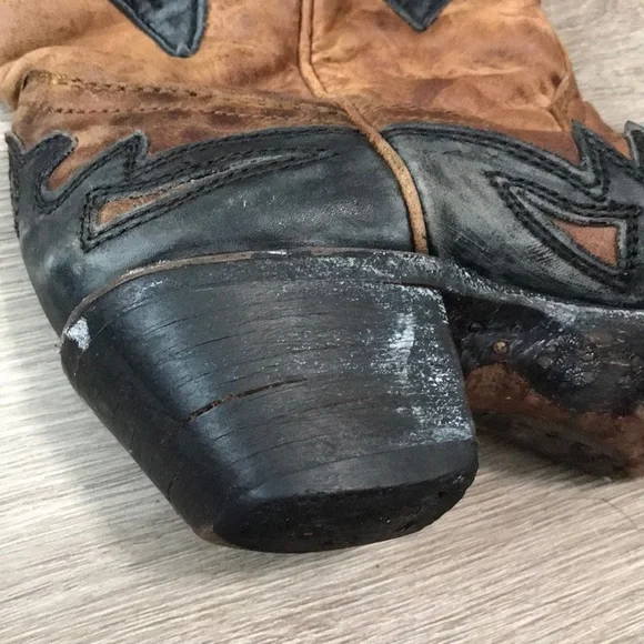 Corral Cowgirl Boots Western Brown Black Leather - Picture 11 of 14